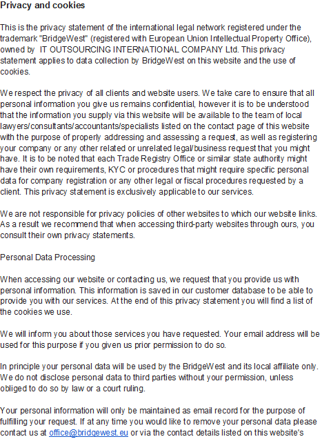 Privacy policy for the visitors of the website companyformationbrazil.com.